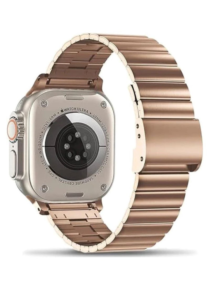 Generic - Metal bracelet for Apple Watch compatible with sizes 42 - 44 - 45 - 49 rose gold color - Image 1