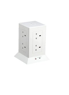 RR Lighting 9 Way Tower Socket 13A Power Extension with Safety Shutters 2 Meter Cable
