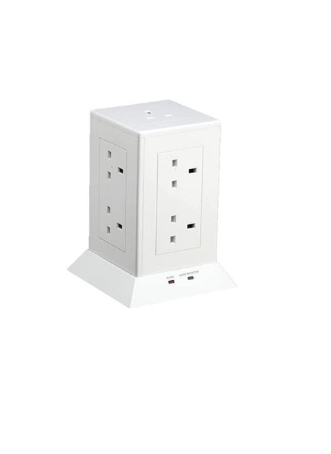 RR Lighting 9 Way Tower Socket 13A Power Extension with Safety Shutters 2 Meter Cable