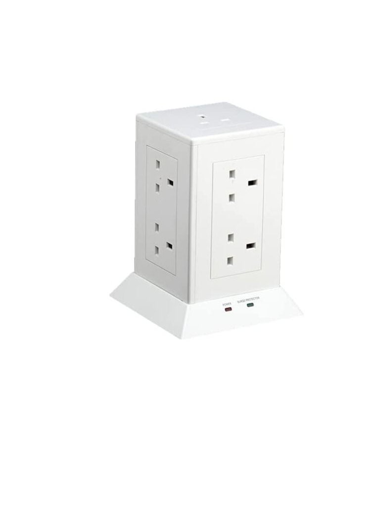 RR RR Lighting 9 Way Tower Socket 13A Power Extension with Safety Shutters 2 Meter Cable  - Image 3