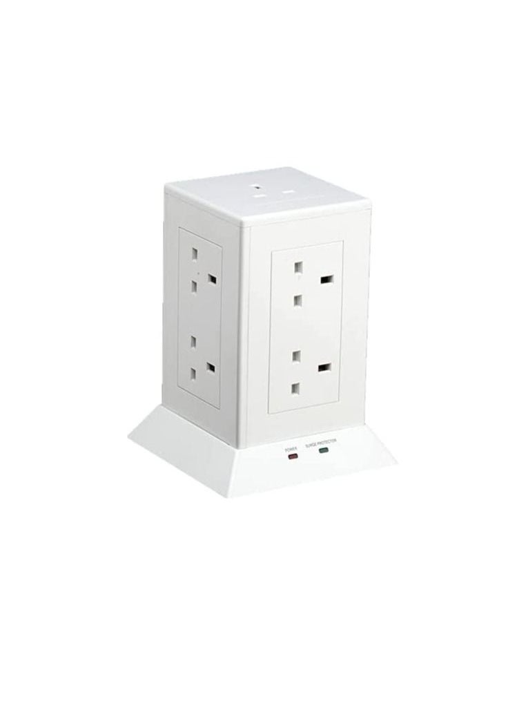 RR RR Lighting 9 Way Tower Socket 13A Power Extension with Safety Shutters 2 Meter Cable  - Image 2