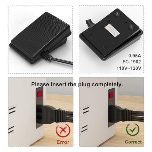 BRIGHTLYLIT Sewing Machine Pedal and Power Cord for Singer, Compatible with Singer 359102-001 2263 4423 e99670 8280 44s 4452 2277 4411 3116 3337 1304 M3220 3342 4432 1120 50t8 3232 1507 2273 FC1902 1512 3221 2259 - Image 4