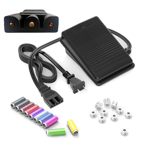 BRIGHTLYLIT Sewing Machine Pedal and Power Cord for Singer, Compatible with Singer 359102-001 2263 4423 e99670 8280 44s 4452 2277 4411 3116 3337 1304 M3220 3342 4432 1120 50t8 3232 1507 2273 FC1902 1512 3221 2259 - Image 1