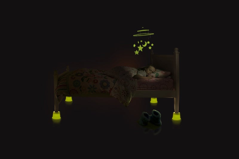 Slipstick CB643 3” Lift Glow in The Dark Bed Risers/Furniture Risers – Adds 3 inch Height for Under Bed Storage & Shows Bed Location in Dark (Set of 4) Heavy Duty Design - Supports 2,000 Lbs - Image 3