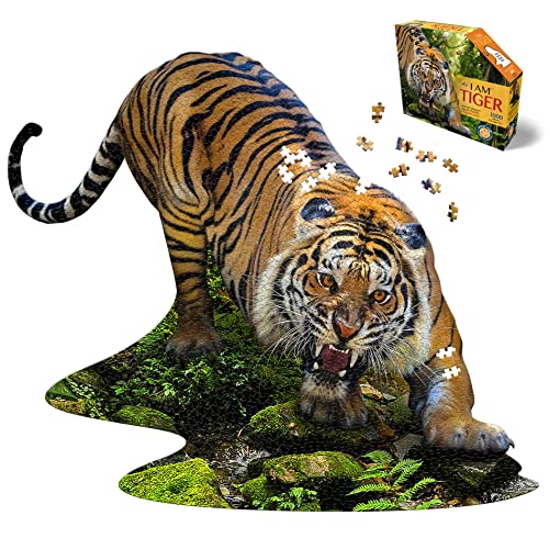 Madd Capp Puzzles I AM Tiger 1000 Pieces Animal Shaped Jigsaw Puzzle Multi - Image 1