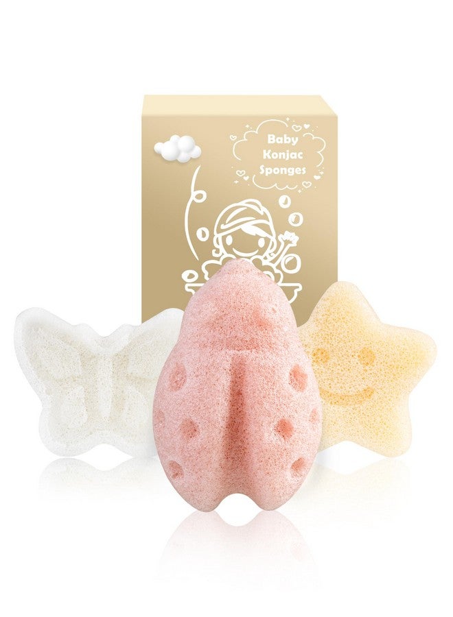MoHern Konjac Baby Sponge For Bathing, 3Pcs Natural Cute Shapes, Kids Bath Sponges For Infants, Toddler Bath Time, Plant-Based, Extra Soft - Image 1