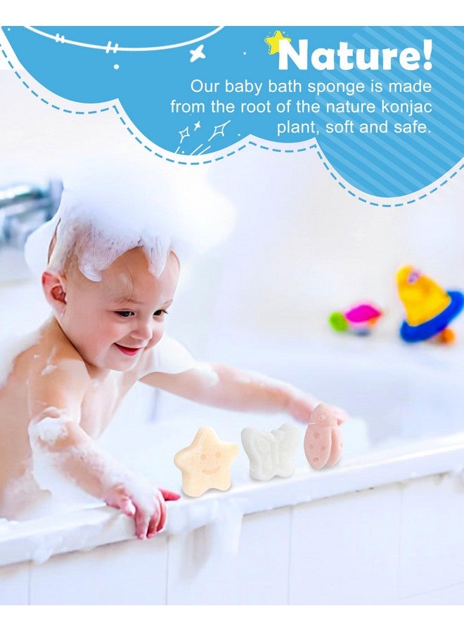 MoHern Konjac Baby Sponge For Bathing, 3Pcs Natural Cute Shapes, Kids Bath Sponges For Infants, Toddler Bath Time, Plant-Based, Extra Soft - Image 2