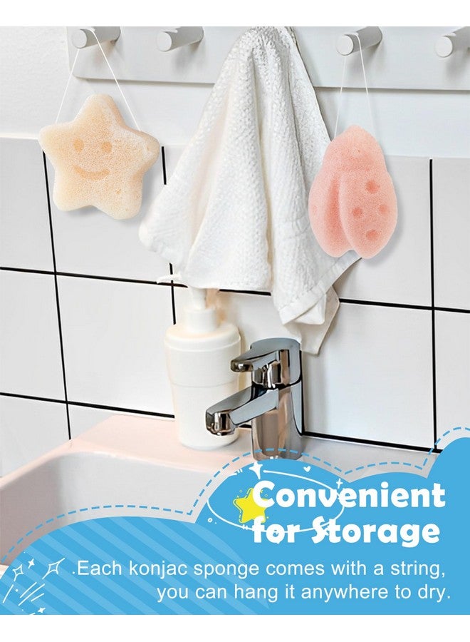 MoHern Konjac Baby Sponge For Bathing, 3Pcs Natural Cute Shapes, Kids Bath Sponges For Infants, Toddler Bath Time, Plant-Based, Extra Soft - Image 3