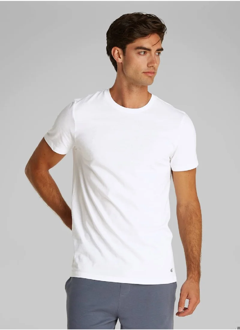 CALVIN KLEIN Men's 3 Pack T-Shirts - Cotton, White