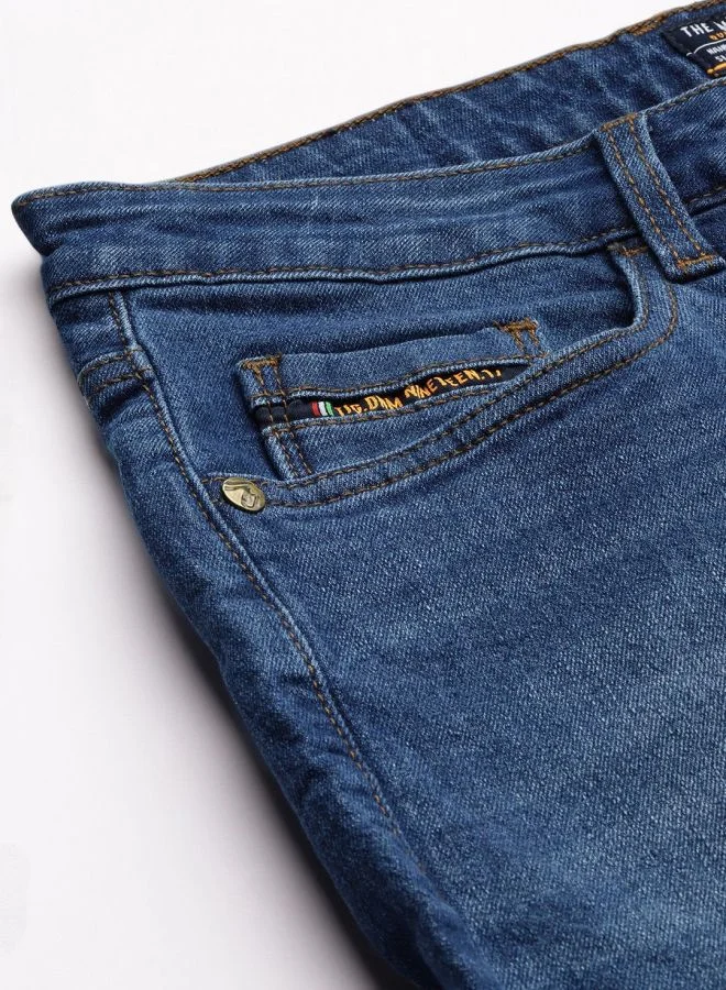 The Indian Garage Co Men Carrot Fit Distressed Mid-Rise Stretchable Jeans