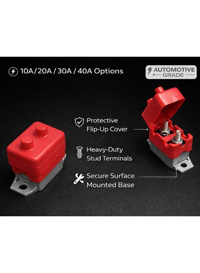 MGI SpeedWare Reset Circuit Breaker with Cover, 12vDC Automotive Surface Mount with Stud Terminals (40 AMP) - Image 4