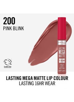 RIMMEL LONDON Lasting Mega Matte Liquid Lipstick  200  Pink Blink  - Image 4