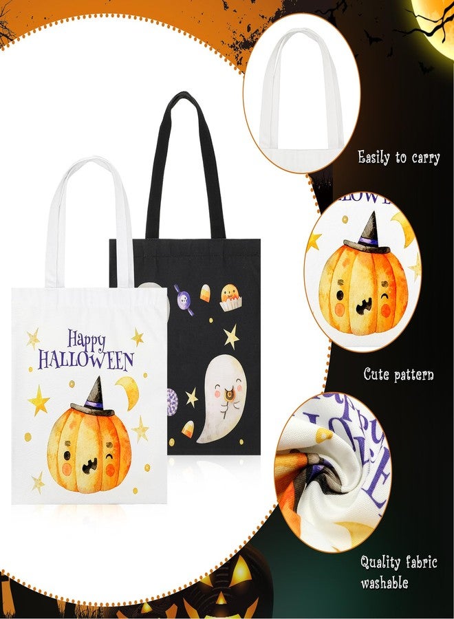 ليفيدي حقيبة هالوين من قطعتين من قماش الكانفاس قابلة لإعادة الاستخدام من LEIFIDE، حقيبة كبيرة على شكل يقطينة هالوين سعيدة، مثالية لتوزيع الحلوى في الحفلات والتسوق من البقالة، مقاس 12.99 × 12.6 بوصة - Image 3