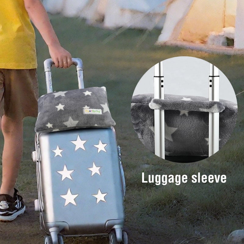 VigorSpring 3-in-1 Kids Travel Pillow and Blanket Set - 40x60 Inches Soft Grey Star Design | Travel Blanket Airplane Compact with Bag | Ideal for Travel, Camping, Car Rides & Home Decor - Image 3