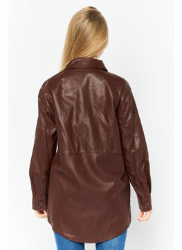 Black Tape Women Solid Long Sleeve Motor Cycle Jacket, Brown  - Image 4