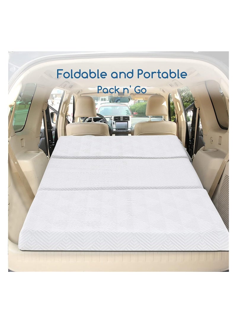 Comfy مرتبة بيضاء مريحة قابلة للطي مقاس 180 × 90 × 7 سم من القطن المحبوك الكلاسيكي - Image 3