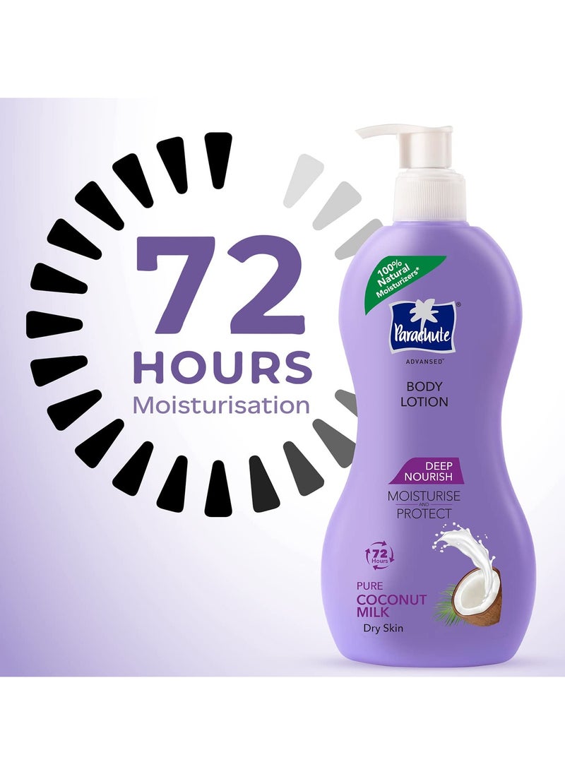 Parachute Parachute Advansed Deep Nourish Body Lotion for Women and Men Dry Skin 400ml Pure Coconut Milk 100% Natural 72h Moisturisation  - Image 3