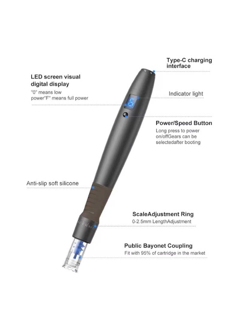 UHOOMA Professional Microneedling Derma Pen with LCD Display and 22 Cartridges ,Ultima F8S Electric Wireless Professional Skincare Kit for Facial Massage,Hair,Beard Growth Treatment and Home Skin Care Use - Image 2