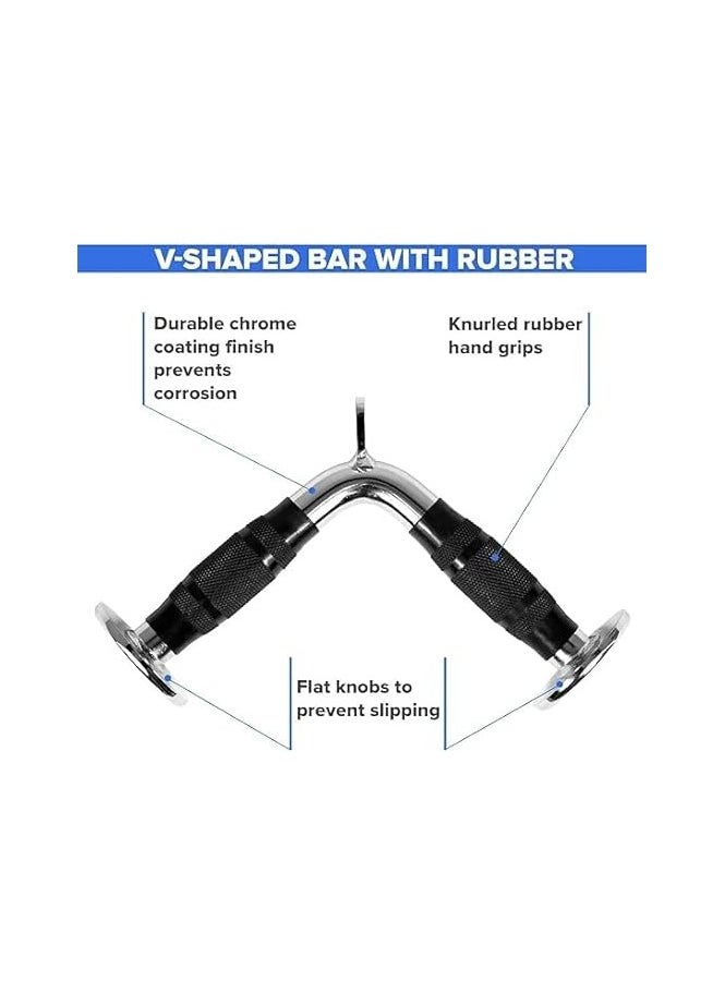 Generic Pull Down Cable Attachment, Tricep Press Down Bar, V-Shaped Bar, Straight Rotating Bar for Strength Training  - Image 2