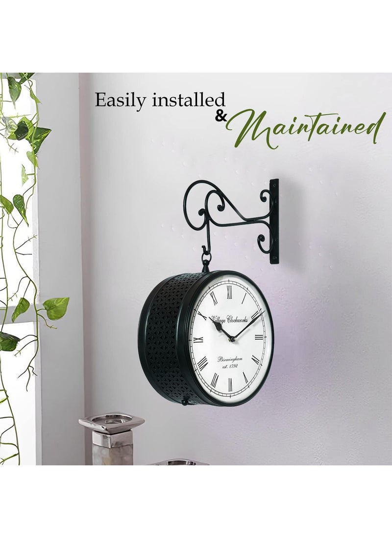 ARTIME - ARTIME Double Sided Wall Clocks 10 Inch Black Railway Clocks for Living Room Bedroom Office Lobby and Study Room Size 10 3 10 Inch Colour Black - Image 1