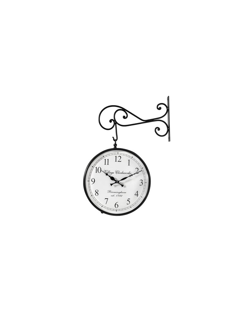 ARTIME - ARTIME Double Sided Wall Clocks 10 Inch Black Railway Clocks for Living Room Bedroom Office Lobby and Study Room Size 10 3 10 Inch Colour Black - Image 1