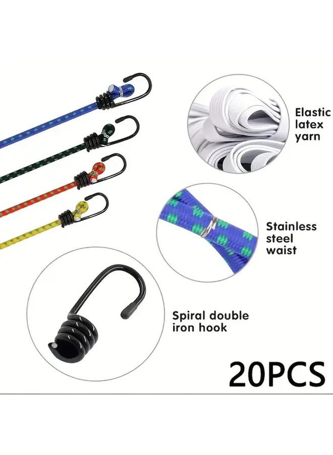 20pcs Heavy Duty Bungee Cords With Hooks Storage Jar Outdoor Camping Tent Fastening - Image 4