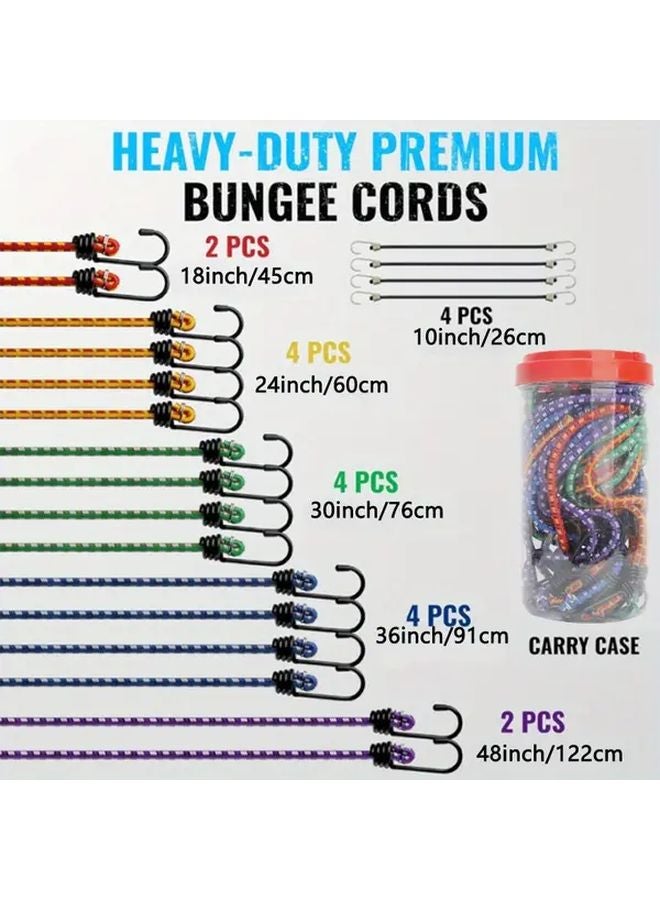 20pcs Heavy Duty Bungee Cords With Hooks Storage Jar Outdoor Camping Tent Fastening - Image 5