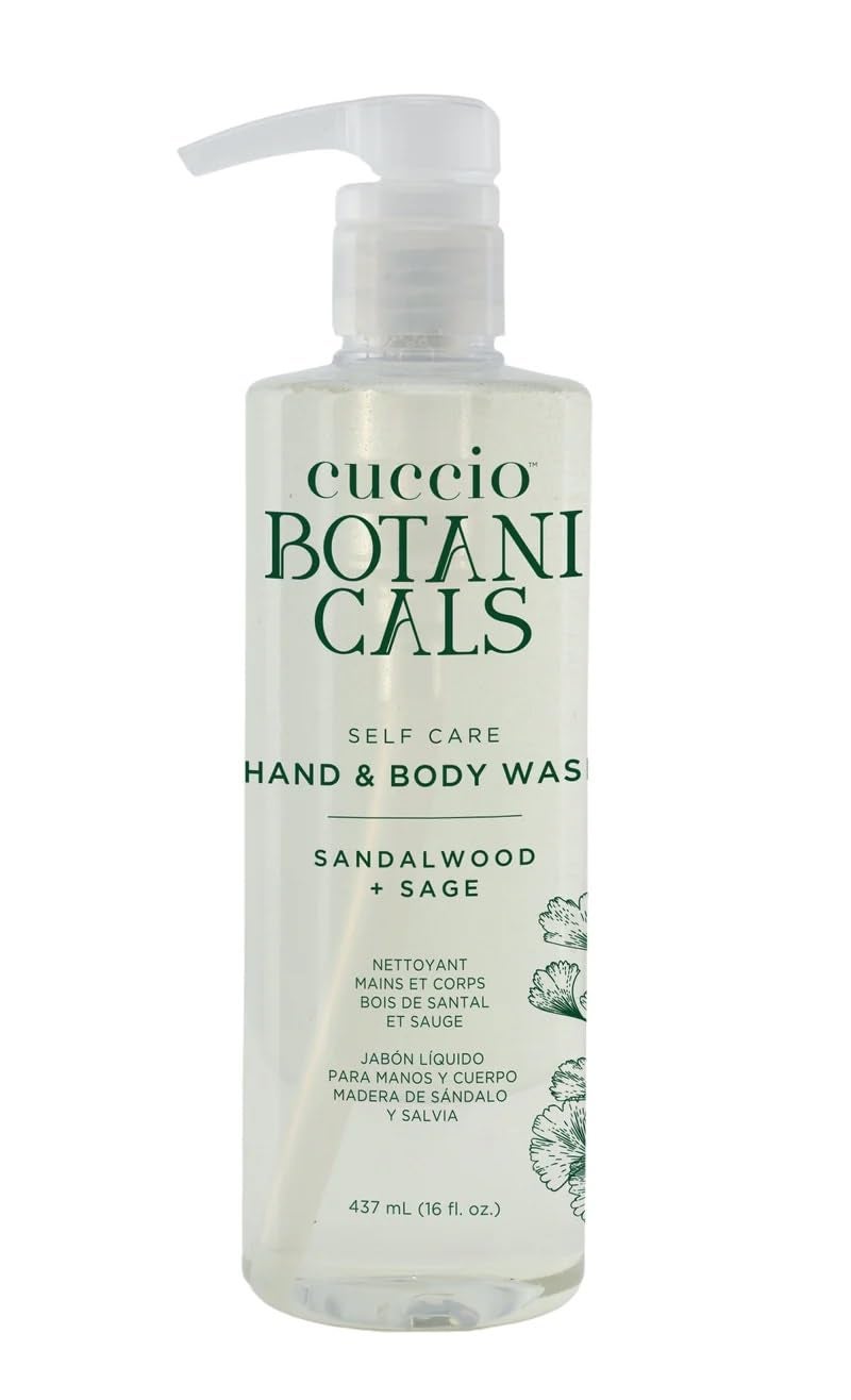 Cuccio Botanicals Hydrating Hand  Body Wash Sandalwood  Sage 16 oz  Moisturizing and Soothing Cleanser for Soft and Refreshed Skin