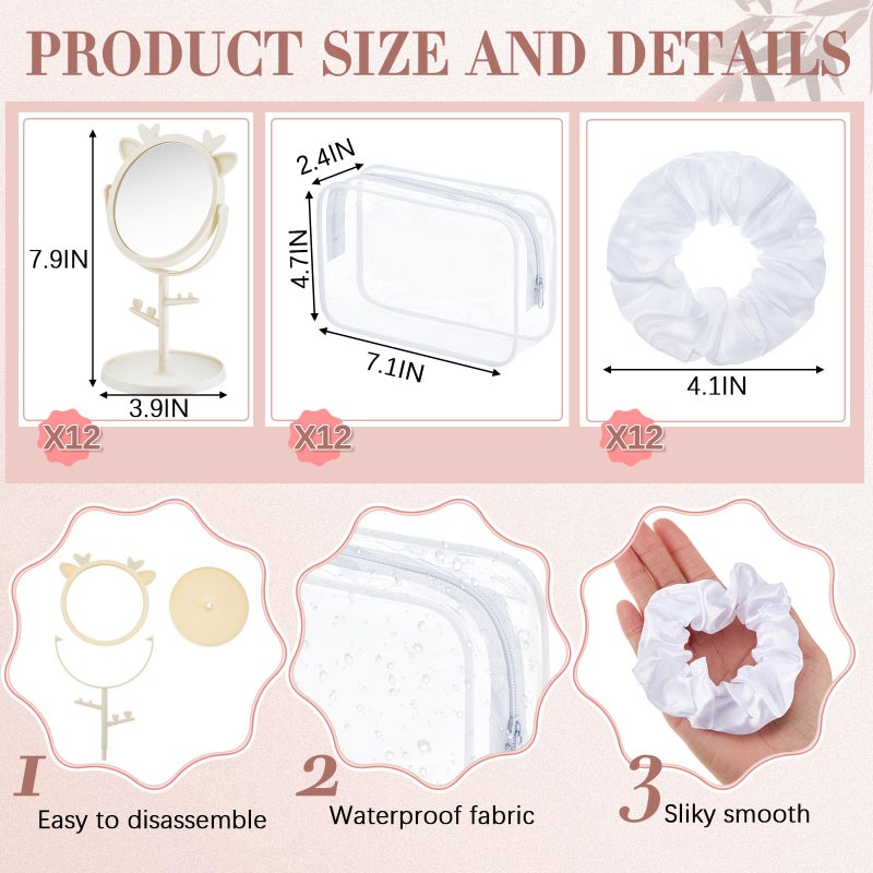 Shinylin 8 Set Spa Sleepover Party Supplies Bulk, Include Face Mask Mixing Bowl Set, Mirror, Headband, Scrunchies, Cosmetic Bags, Face Wash Cloths for Spa Birthday Party (White) - Image 2