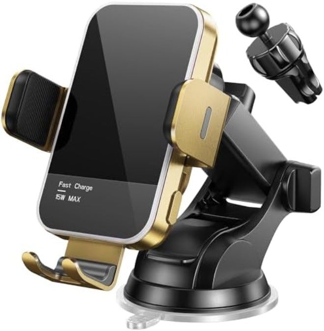 Mosurr Wireless Car Charger,【7 Colored RGB Backlit】 Mosurr 15W Auto Clamping Phone Holders for Your car fit for iPhone 16 15 14 Mini Pro Max, Samsung Galaxy S25 Ultra S24 S23+, etc, Fathers Day for Gifts - Image 1
