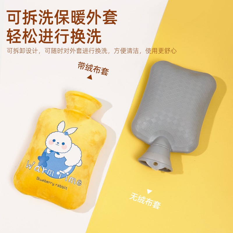 Winter New Water Injection Water Bag Thickened Compress Cartoon Hand Warmer Plush Set Cute Explosion-Proof Warm Water Bag - Image 5