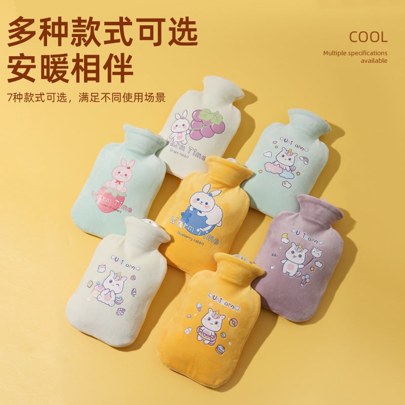 Winter New Water Injection Water Bag Thickened Compress Cartoon Hand Warmer Plush Set Cute Explosion-Proof Warm Water Bag - Image 3