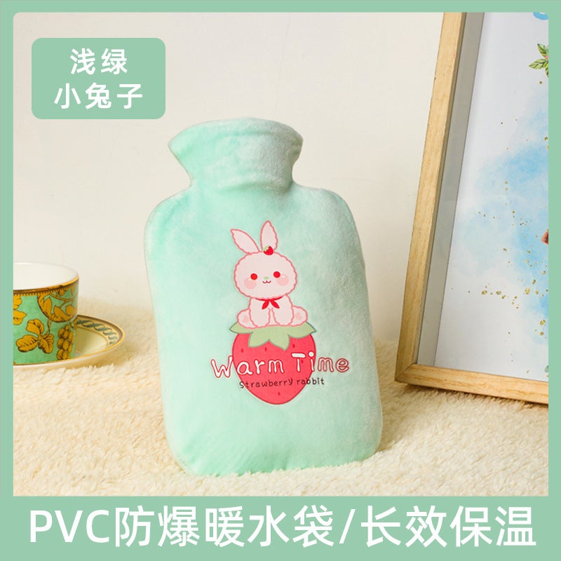 Winter New Water Injection Water Bag Thickened Compress Cartoon Hand Warmer Plush Set Cute Explosion-Proof Warm Water Bag - Image 1