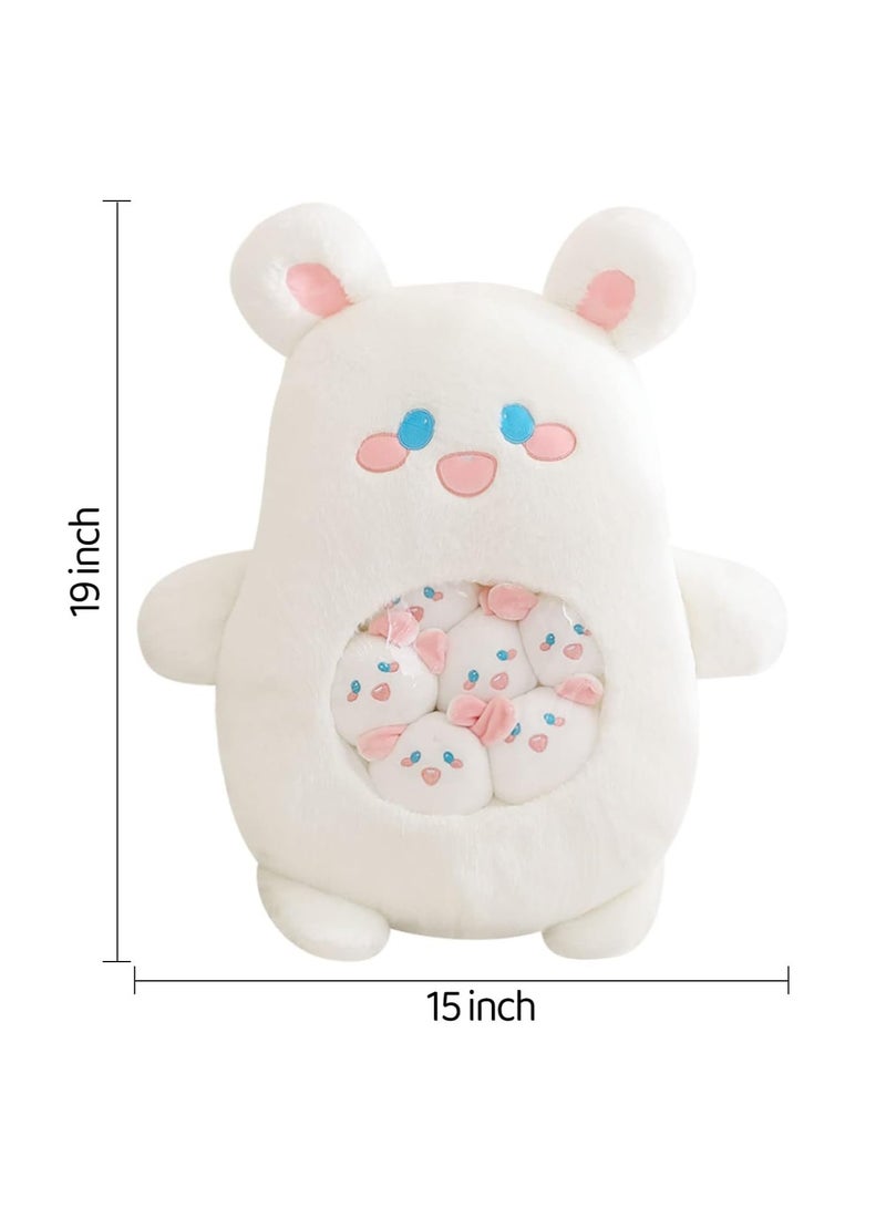 Cute Plush Pillow Removable Stuffed Animal Toy Creative Gift Children's Soft Pillow Room Decoration - White Rabbit (6 Animal Balls Inside) - Image 5