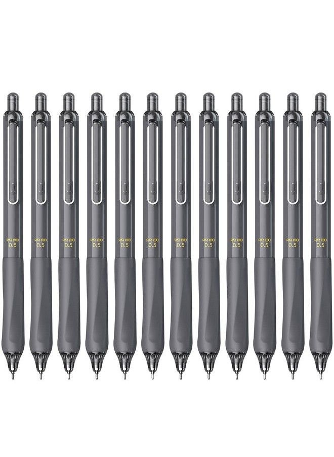 ParKoo Gel Pens Quick Dry Ink Fine Point 0.5Mm Retractable Rolling Ball Black Ink Pen Click Silent Pens Set For Journaling Notetaking Drawing Sketching Smooth Writing Non Bleed 12Pcs  - Image 2