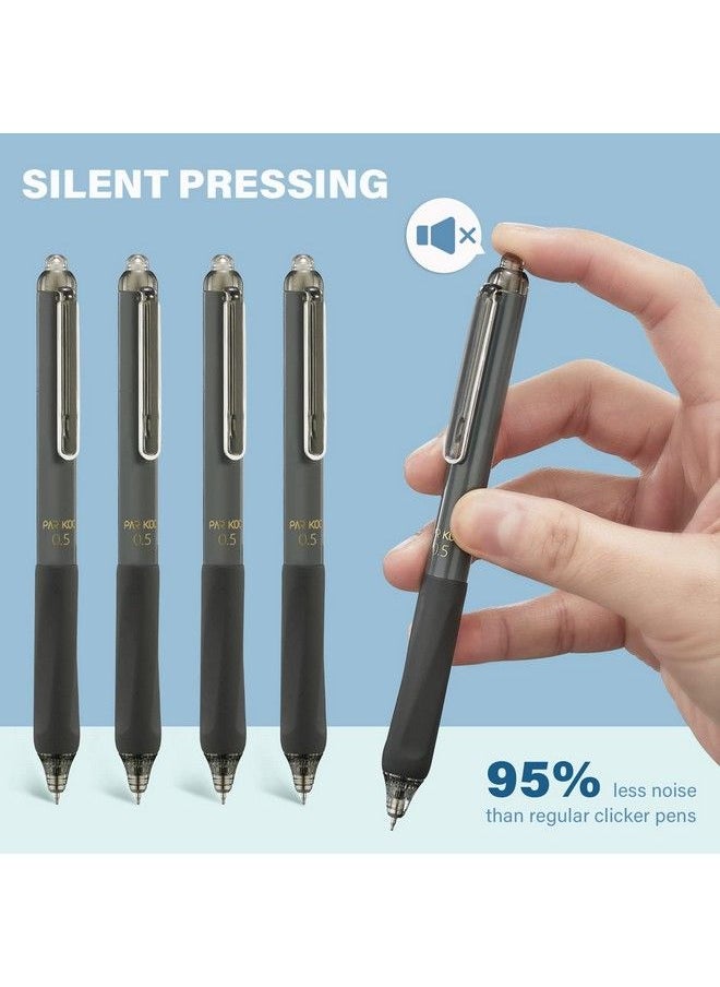 ParKoo Gel Pens Quick Dry Ink Fine Point 0.5Mm Retractable Rolling Ball Black Ink Pen Click Silent Pens Set For Journaling Notetaking Drawing Sketching Smooth Writing Non Bleed 12Pcs  - Image 3
