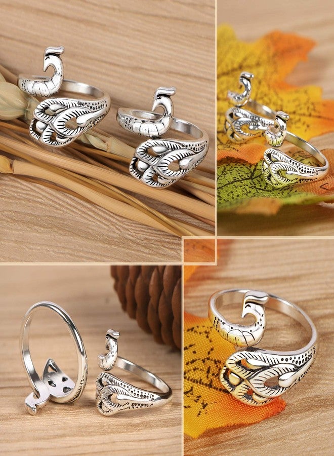 MIKIMIQI 3 Pack Adjustable Knitting Loop Crochet Loops Yarn Guide Finger Holder Ring Knitting Accessories Peacock Open Finger Ring Adjustable Braided Ring for Faster Knitting - Image 4