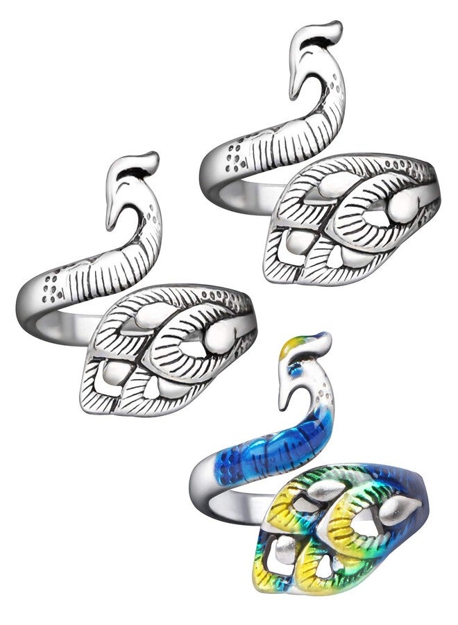MIKIMIQI 3 Pack Adjustable Knitting Loop Crochet Loops Yarn Guide Finger Holder Ring Knitting Accessories Peacock Open Finger Ring Adjustable Braided Ring for Faster Knitting - Image 1