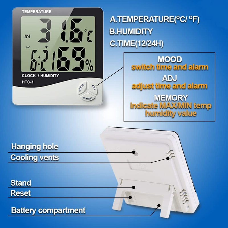 SMIC LCD Digital Thermometer Hygrometer Weather Station Temperature Humidity Meter (HTC-1_Hygrometer) - Image 5