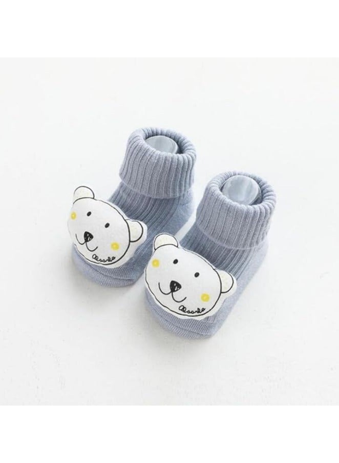 6-Pair Baby Girl Knee-High Socks, Toddler Newborn 3D Doll Indoor Pre-Walking Non-Slip Socks, Baby Cute Cartoon Pattern Knit Socks, Cotton Tube Leggings (0-6 Months) - Image 5