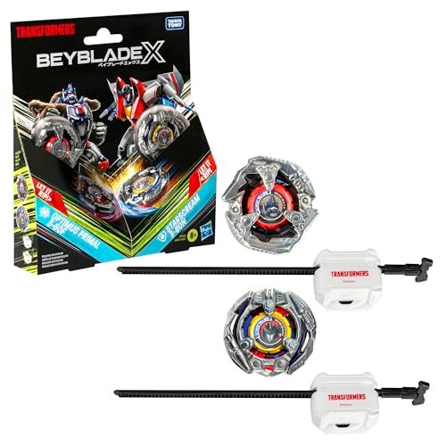 Beyblade X Transformers Collab Optimus Primal 3-60F vs. Starscream 3-80N Multipack Set with 2 Tops & 2 launchers; Battling Top Toys for 8 Year Old Boys & Girls (Amazon Exclusive) - Image 1