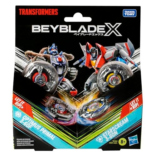 Beyblade X Transformers Collab Optimus Primal 3-60F vs. Starscream 3-80N Multipack Set with 2 Tops & 2 launchers; Battling Top Toys for 8 Year Old Boys & Girls (Amazon Exclusive) - Image 3