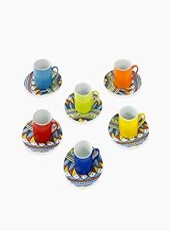 Kutahya Porselen Kutahya RU12KT140 Porcelain Ruya Coffee Cup Saucer 12-Pieces Set