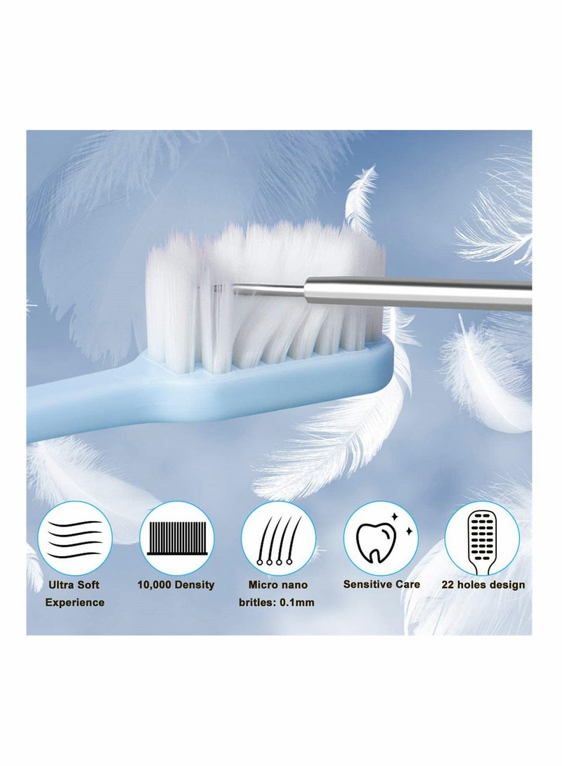 KASTWAVE Extra Soft Toothbrush for Sensitive Teeth, Upgraded 10000 Bristles Nano Toothbrush, Ultra Soft Toothbrushes for Adults and Elders, Portable Manual Toothbrush with Individual Travel Case (4 Count) - Image 2