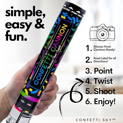 Confetti Sky 6 Pack 12 Inch Confetti Cannons Multicolor Confetti Poppers for Wedding Celebration Birthday Party Pranks Graduation Christmas Eve and New Year Celebration - Image 5