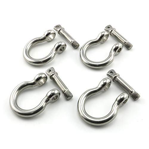 Lind Kitchen 4pcs 5/16 Inch Stainless Steel Bow Shackle Screw Pin Anchor Shackle Hardware Rigging Outdoor Tools for Survival Rope Paracord Camping Bracelet Bow Buckle M8 - Image 2