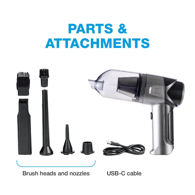 Blaupunkt مكنسة سيارة لاسلكية قابلة لإعادة الشحن - VC 5005 - GT | بطارية 5000mAh، تدعم الشحن من نوع-C | مستويان للشفط ومحرك 70W - Image 5