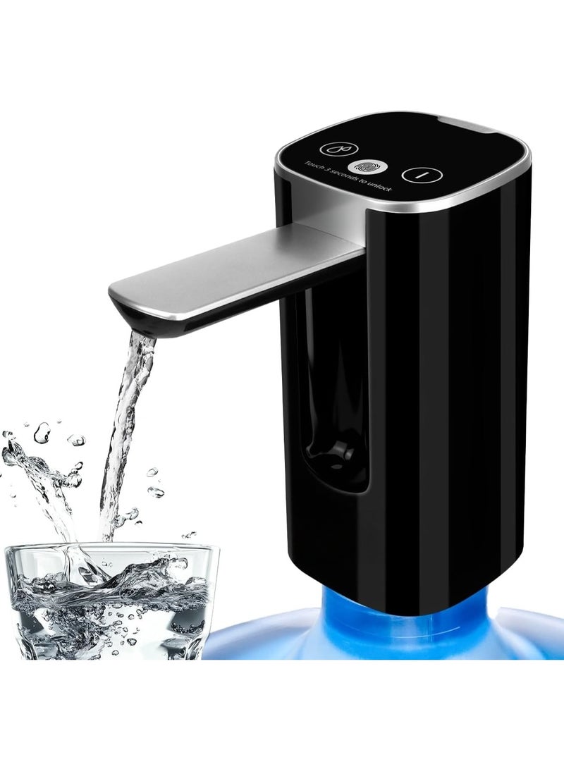 Water Dispenser for 5 Gallon Bottle with Digital Display, 4 Dispense Modes, Portable USB Charging Electric Water Pump, Foldable Spout, Food-Grade Water Jug Pump for Home, Office, RV, Campin(Black) - Image 1