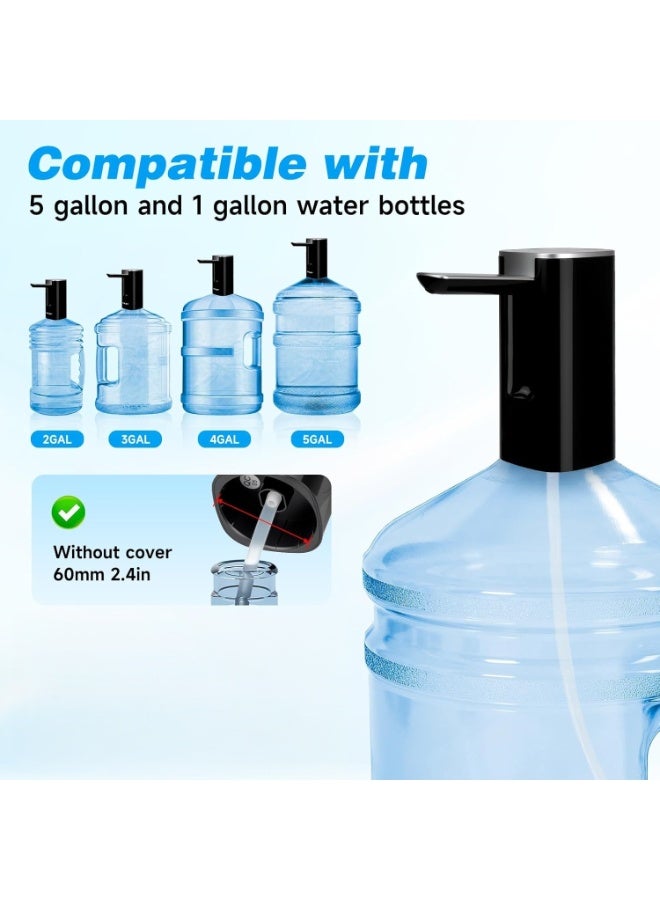 Water Dispenser for 5 Gallon Bottle with Digital Display, 4 Dispense Modes, Portable USB Charging Electric Water Pump, Foldable Spout, Food-Grade Water Jug Pump for Home, Office, RV, Campin(Black) - Image 4