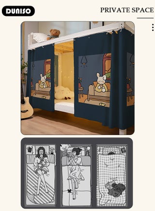 Blackout Bottom Bunk Bed Curtains Dormitory Room Lightproof Decorative Roommate Privacy Cover Canopy Photo Background Decor Backdrop Blackout Curtain 2 Panels - view 5
